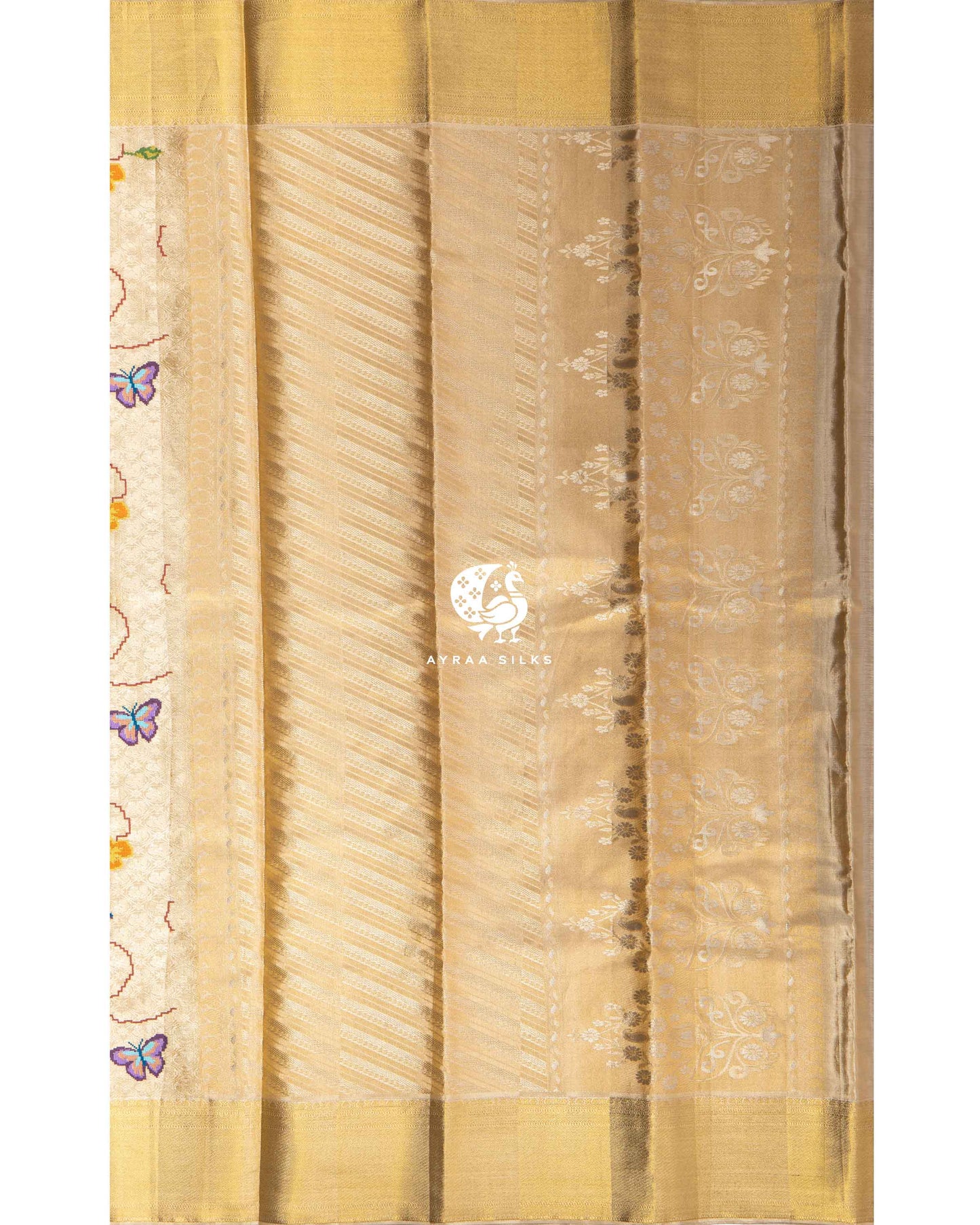 Champagne Fusion Kanchipuram Saree