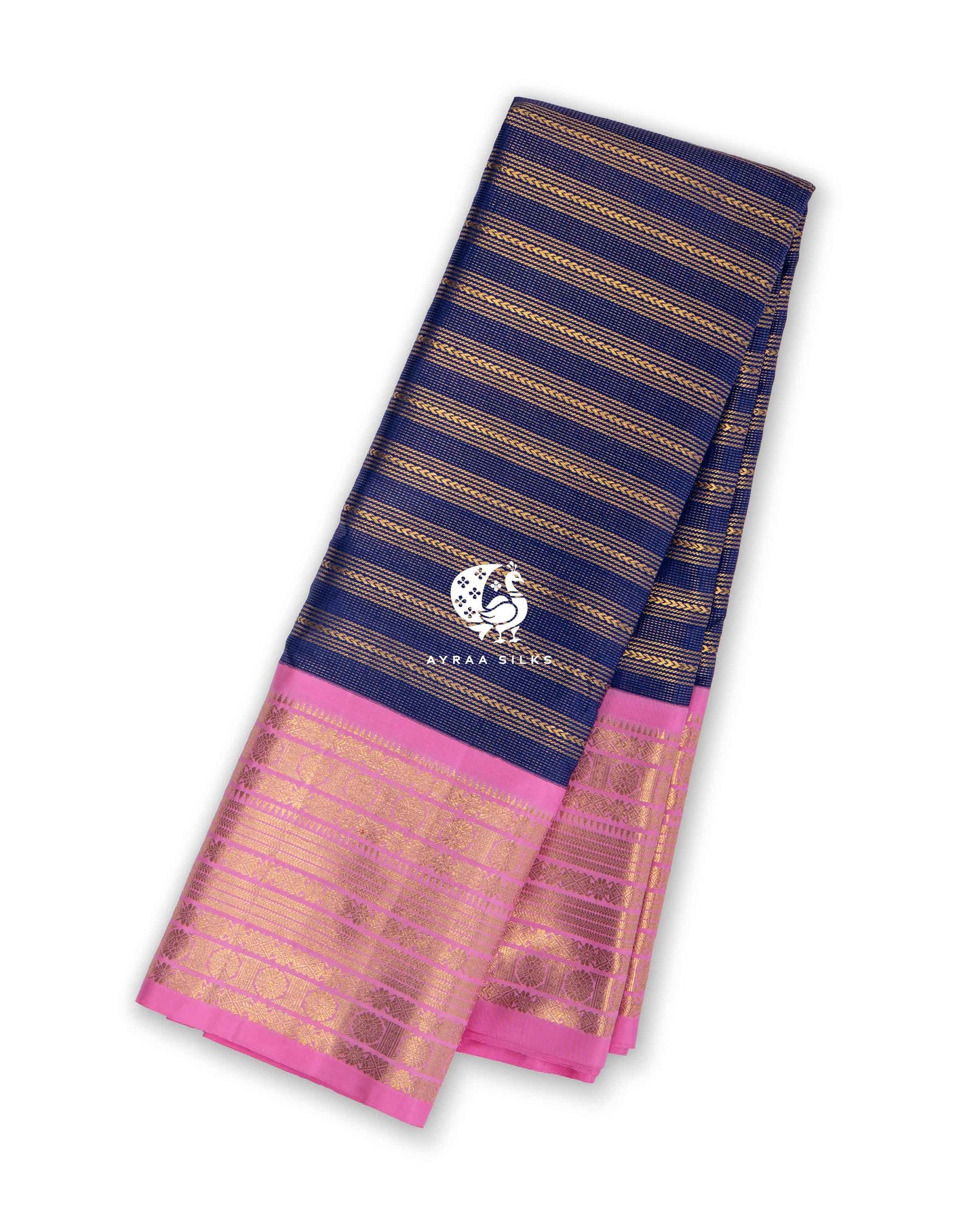 Navy Rekku Kanchipuram Saree