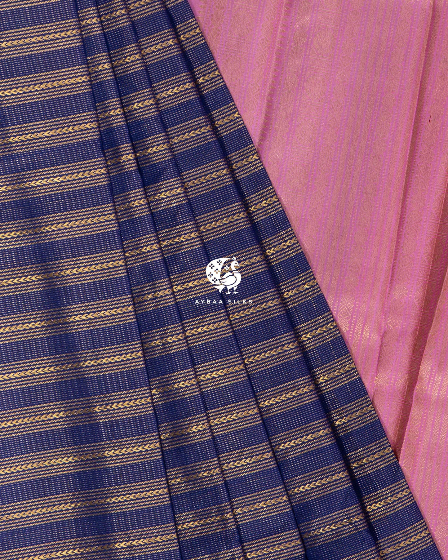 Navy Rekku Kanchipuram Saree