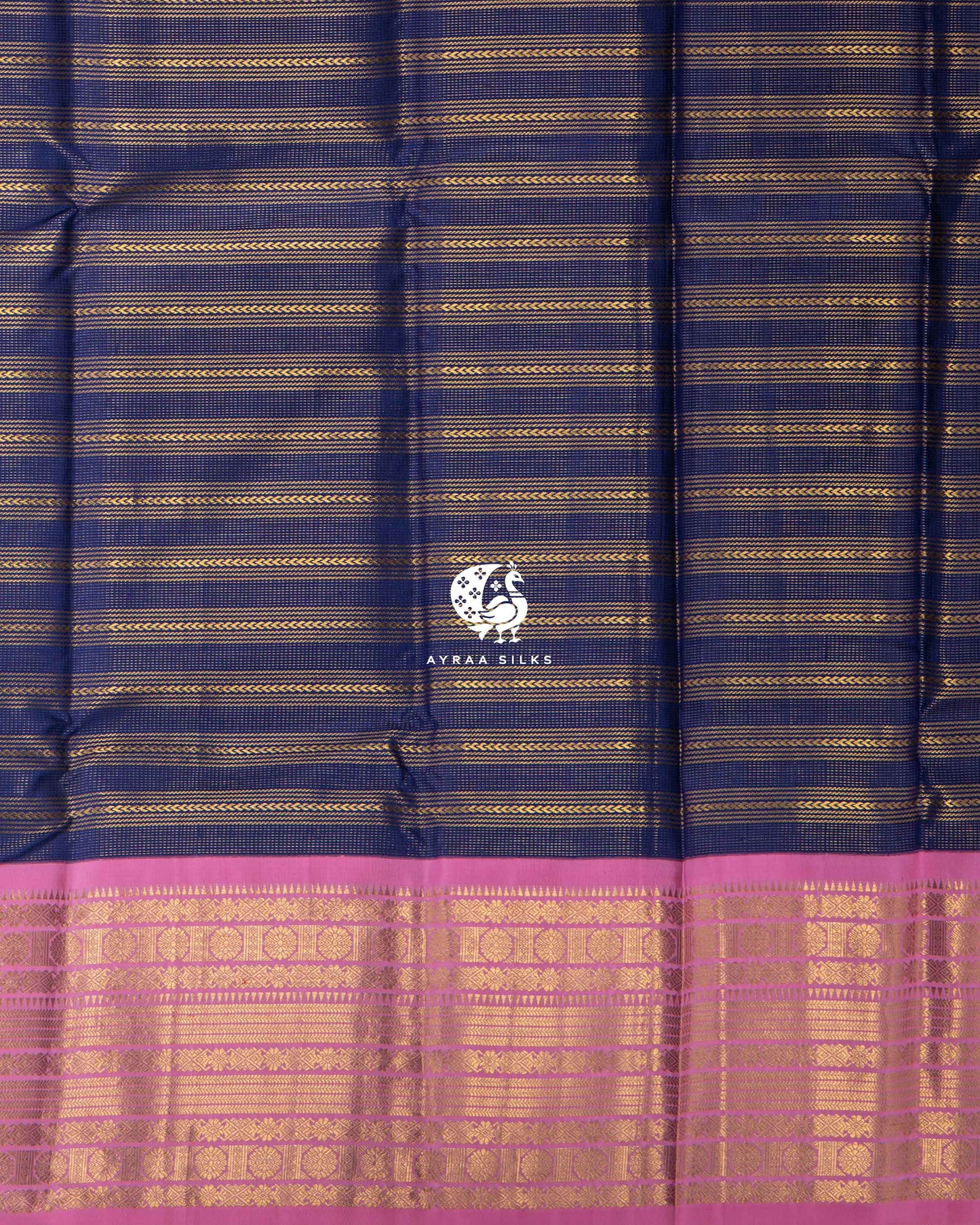 Navy Rekku Kanchipuram Saree