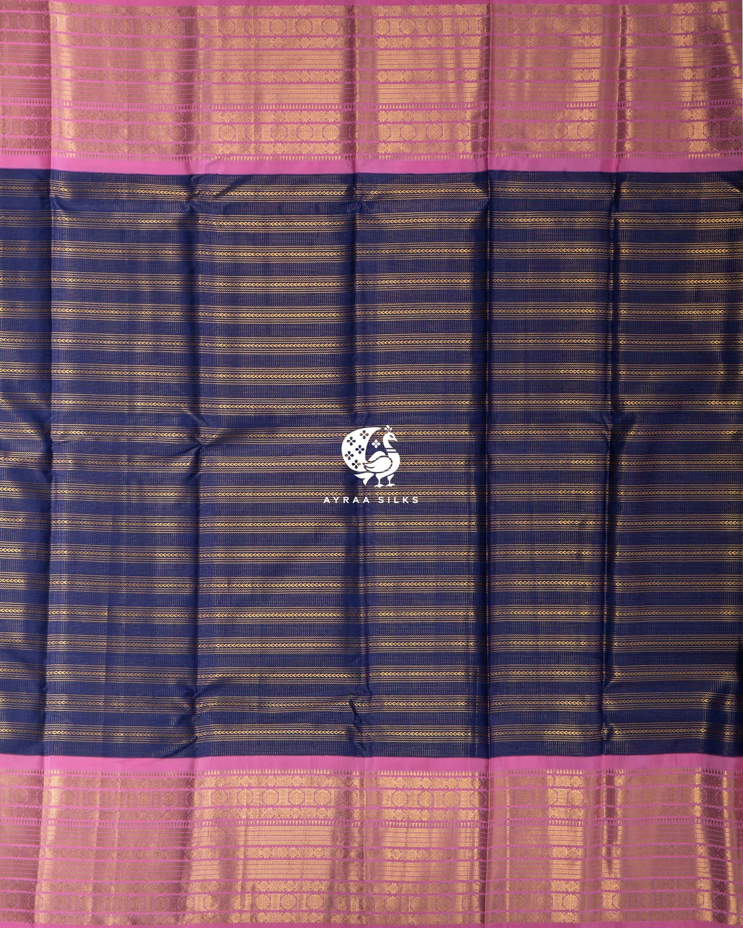 Navy Rekku Kanchipuram Saree