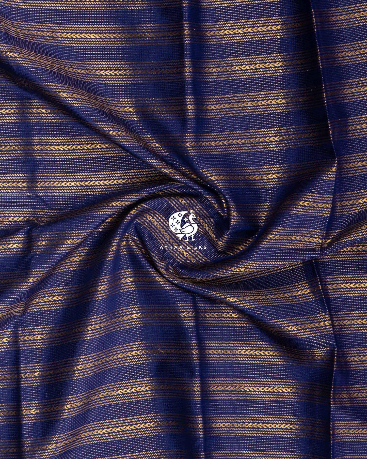 Navy Rekku Kanchipuram Saree
