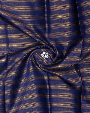 Navy Rekku Kanchipuram silk saree in deep navy with pink, contrast pink with traditional motifs — pure silk with pure zari, Ayraa Silks