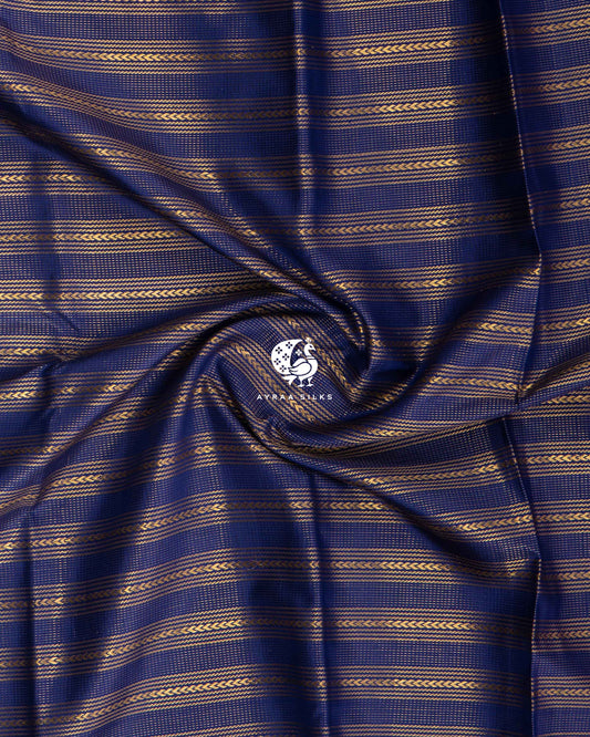 Navy Rekku Kanchipuram Saree