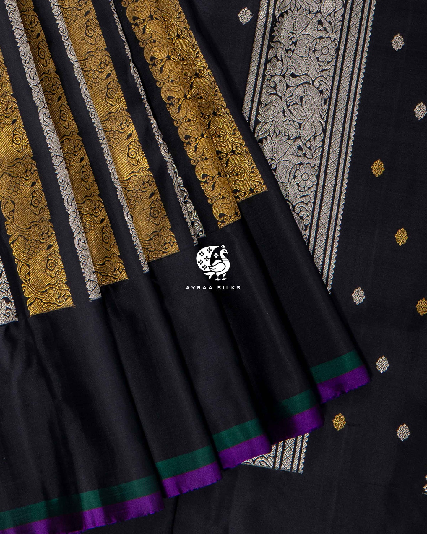 Black Imperial Zari Kanchipuram Saree