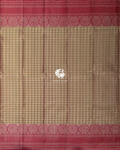 Sage Chakra Kanchipuram silk saree in sage green with rose pink, view 4 of 7 — pure silk, Ayraa Silks