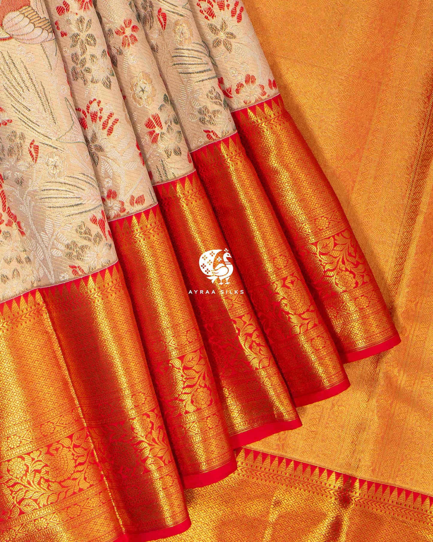 Ivory Vanachitra Kanchipuram Saree