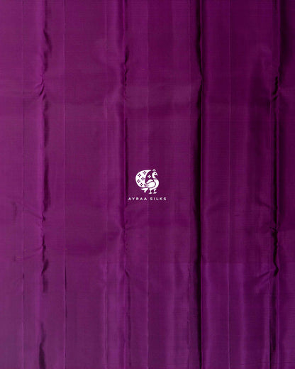 Mustard Heritage Kanchipuram silk saree in mustard gold with orchid purple, view 11 of 13 — pure silk, Ayraa Silks