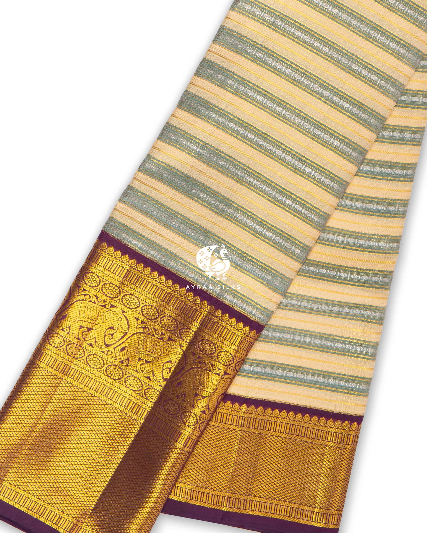 Ivory Rekku Kanchipuram Saree