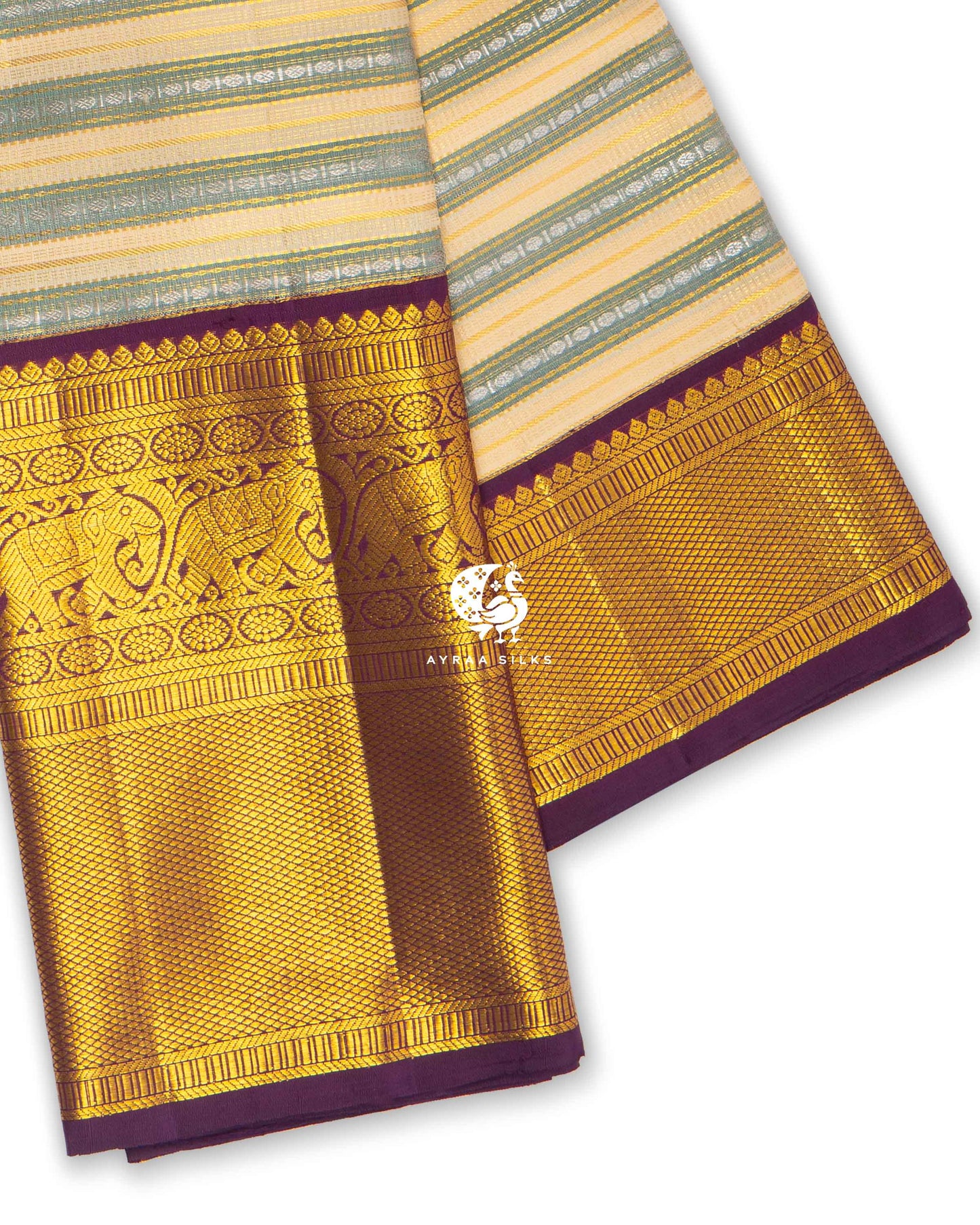 Ivory Rekku Kanchipuram Saree