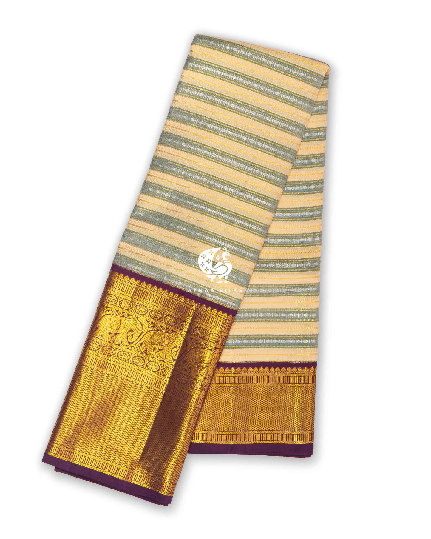 Ivory Rekku Kanchipuram Saree