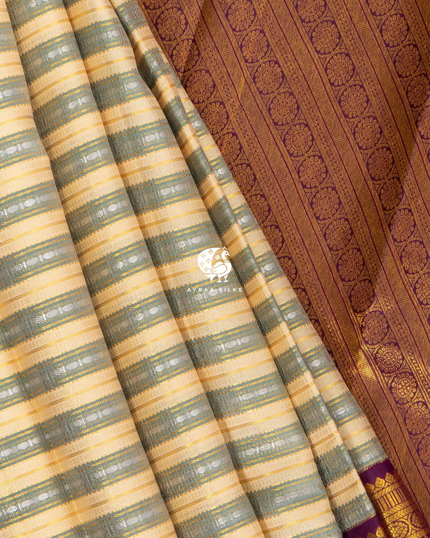 Ivory Rekku Kanchipuram Saree