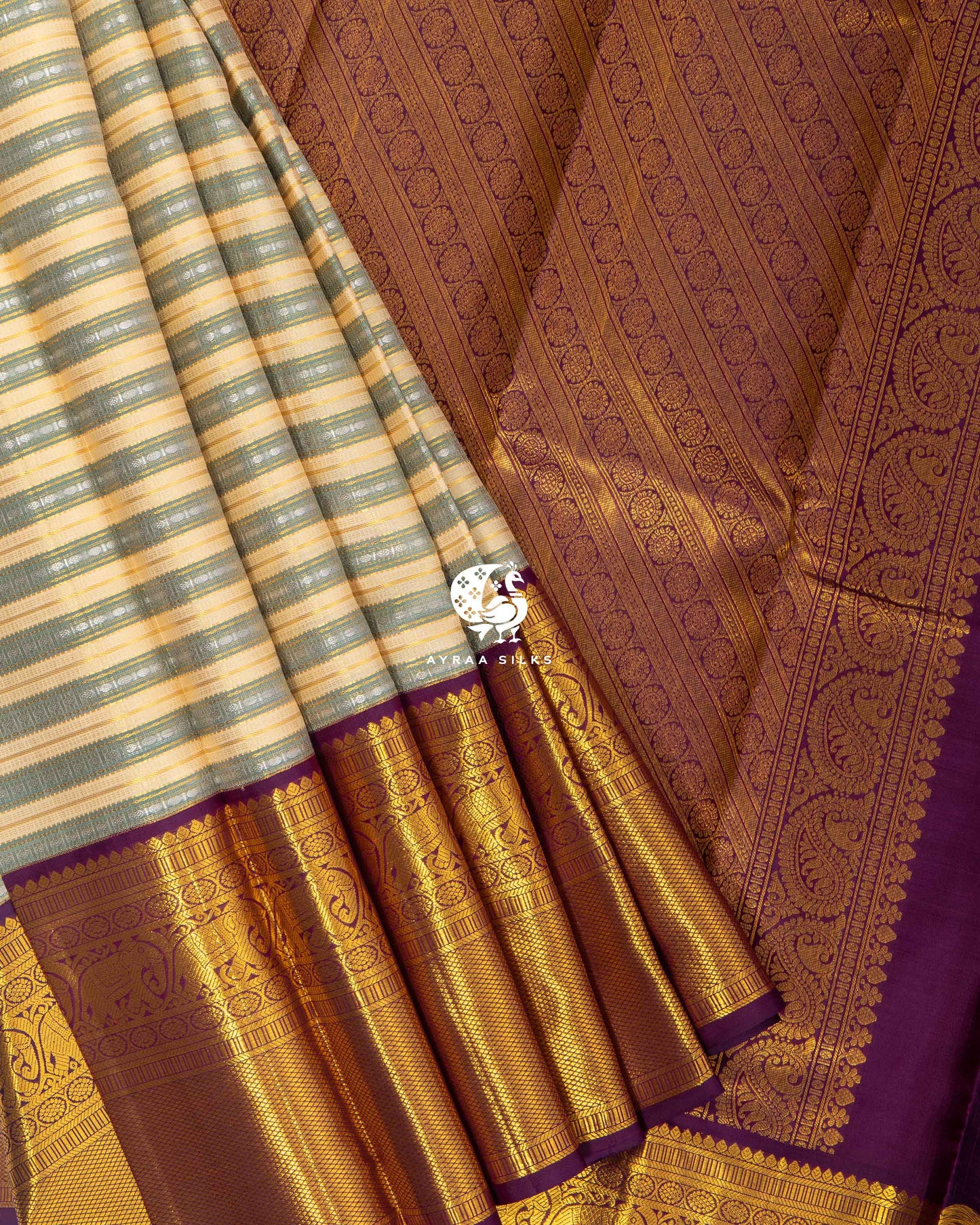 Ivory Rekku Kanchipuram Saree