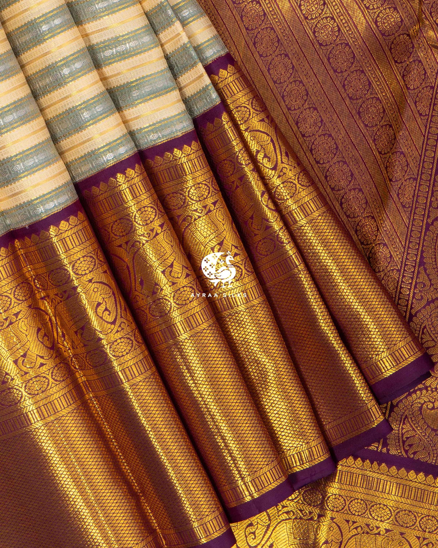 Ivory Rekku Kanchipuram Saree