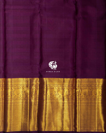 Ivory Rekku Kanchipuram silk saree in ivory with sage and aubergine, view 10 of 13 — pure silk, Ayraa Silks