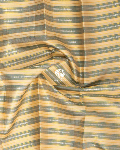 Ivory Rekku Kanchipuram silk saree in ivory with sage and aubergine, view 11 of 13 — pure silk, Ayraa Silks