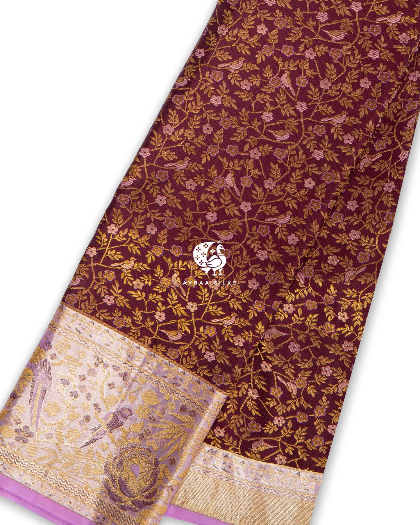 Wine Floral Jaal Kanchipuram Saree