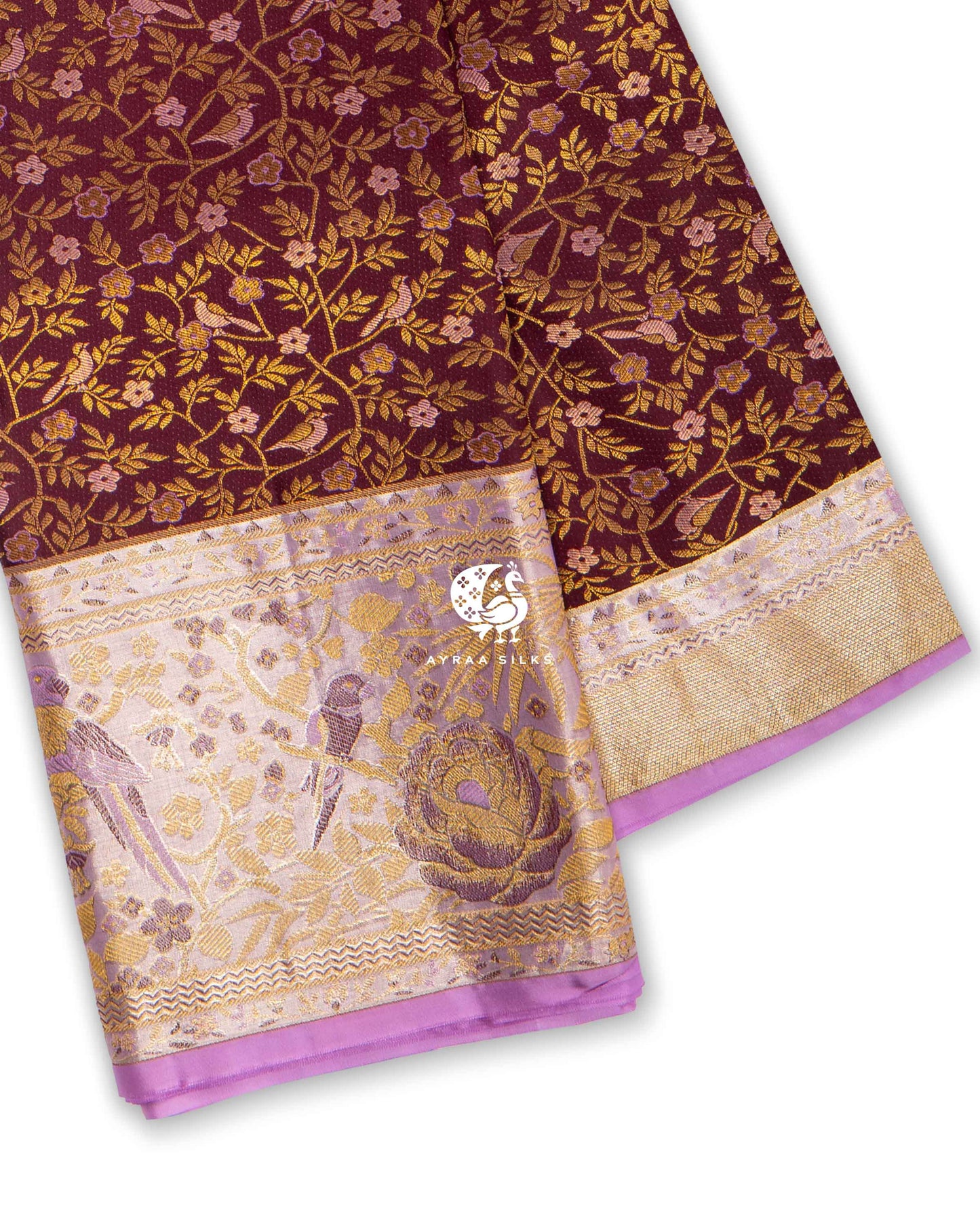 Wine Floral Jaal Kanchipuram Saree