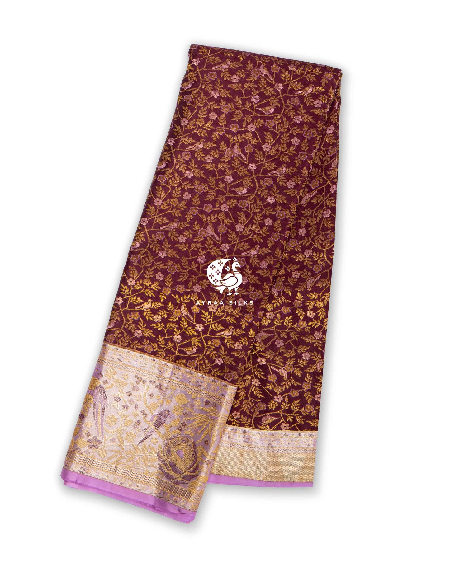 Wine Floral Jaal Kanchipuram Saree