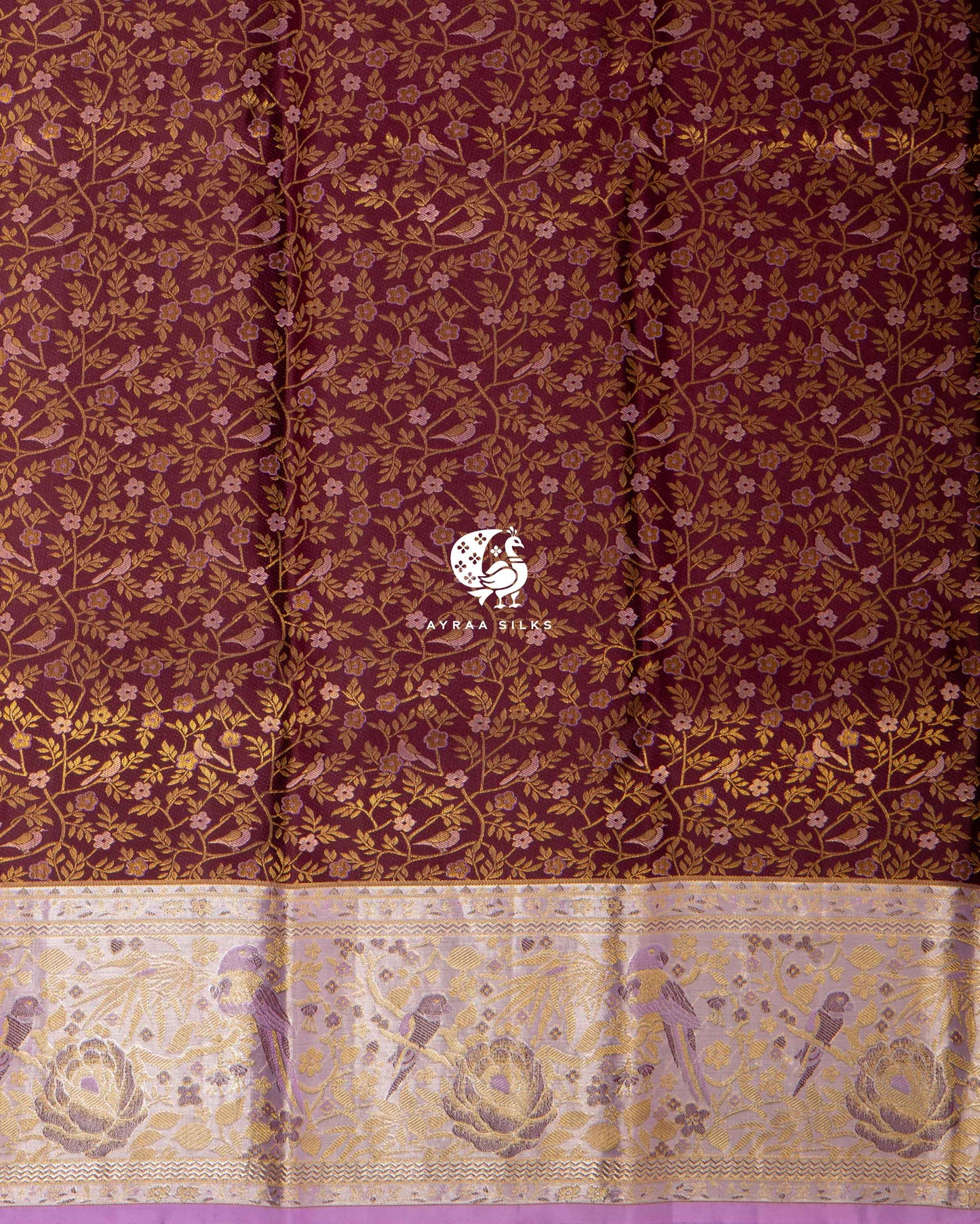 Wine Floral Jaal Kanchipuram Saree