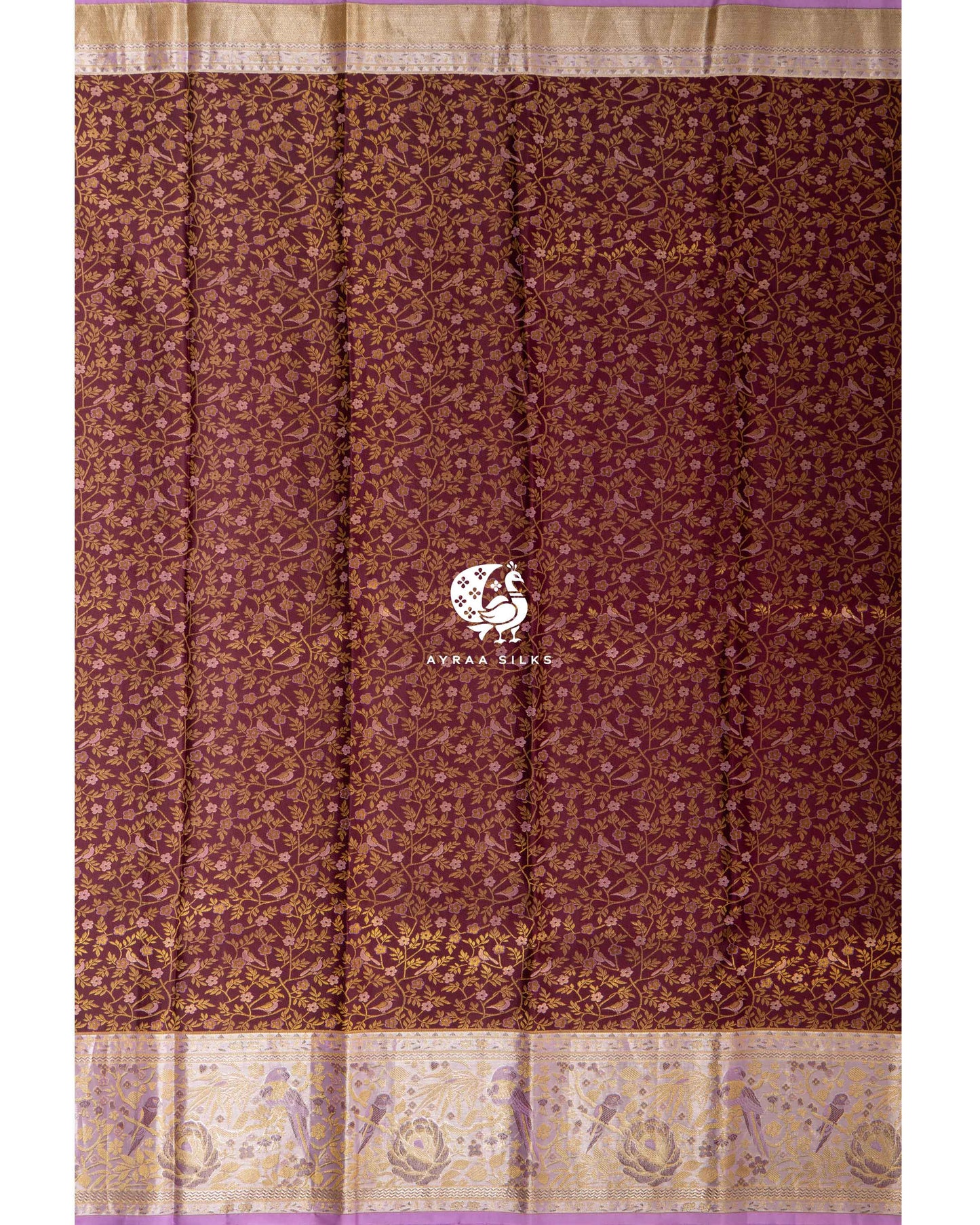 Wine Floral Jaal Kanchipuram Saree