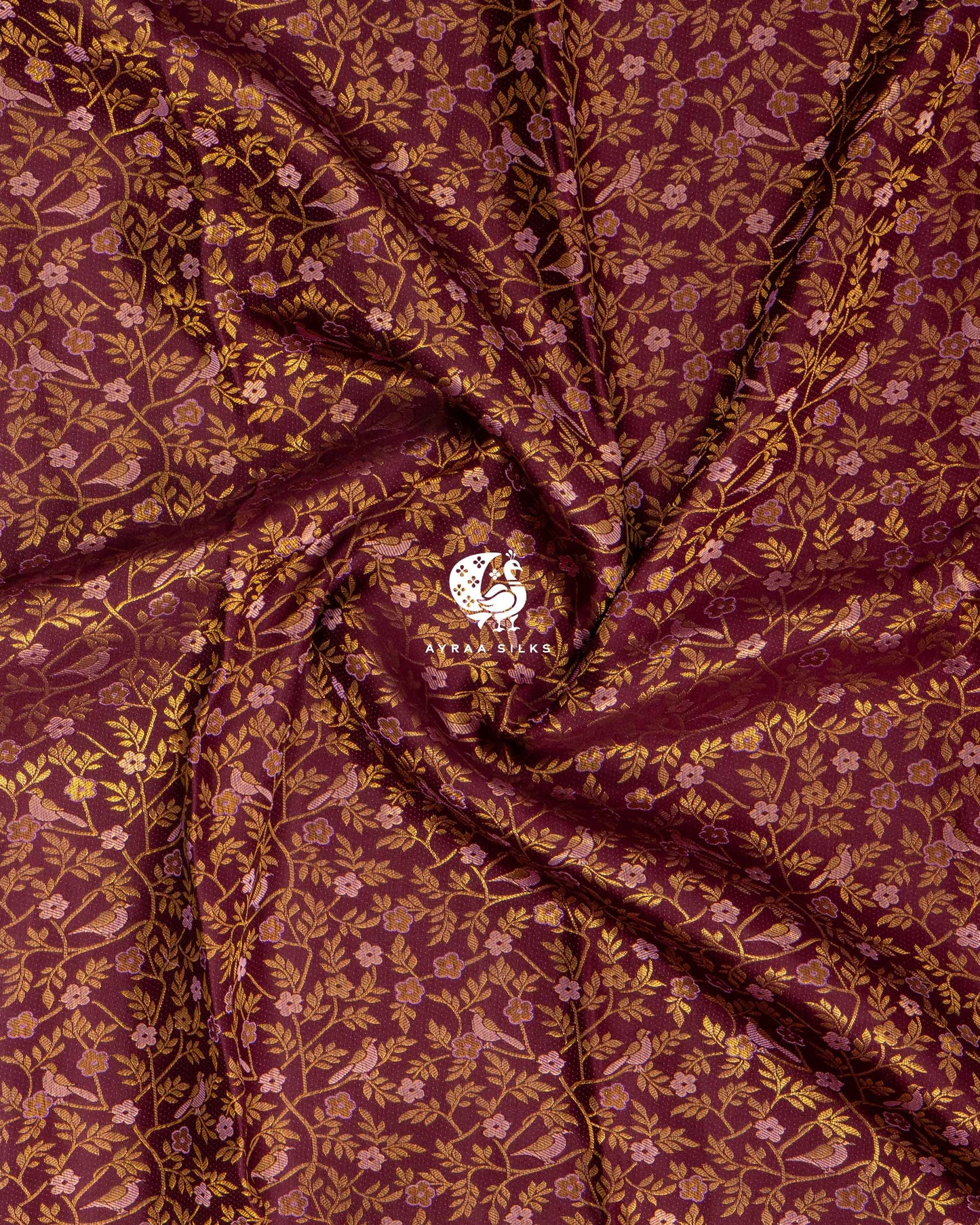 Wine Floral Jaal Kanchipuram Saree