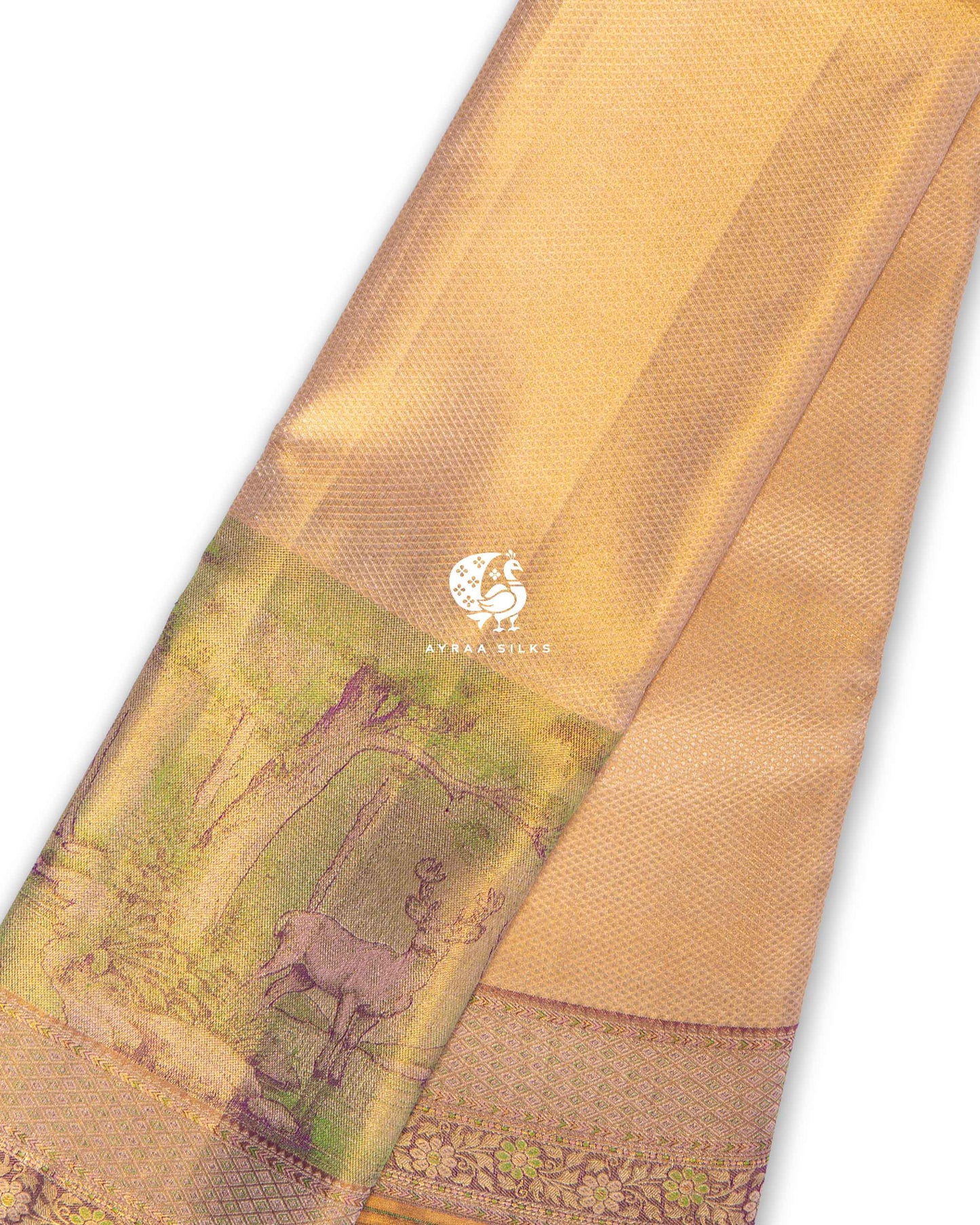 Golden Chitravana Kanchipuram Saree