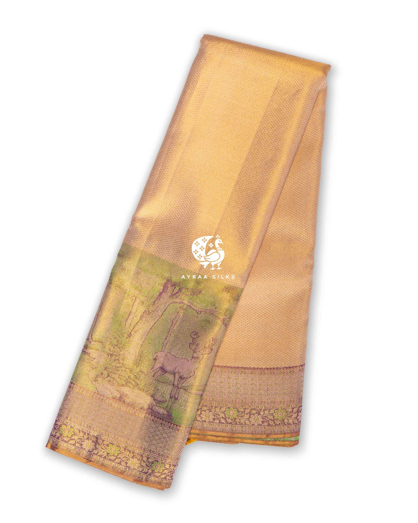 Golden Chitravana Kanchipuram Saree