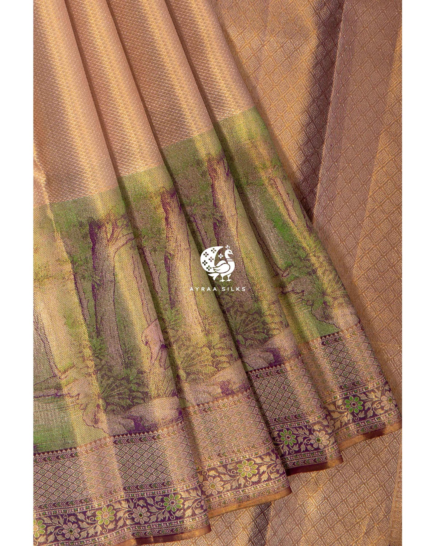 Golden Chitravana Kanchipuram Saree