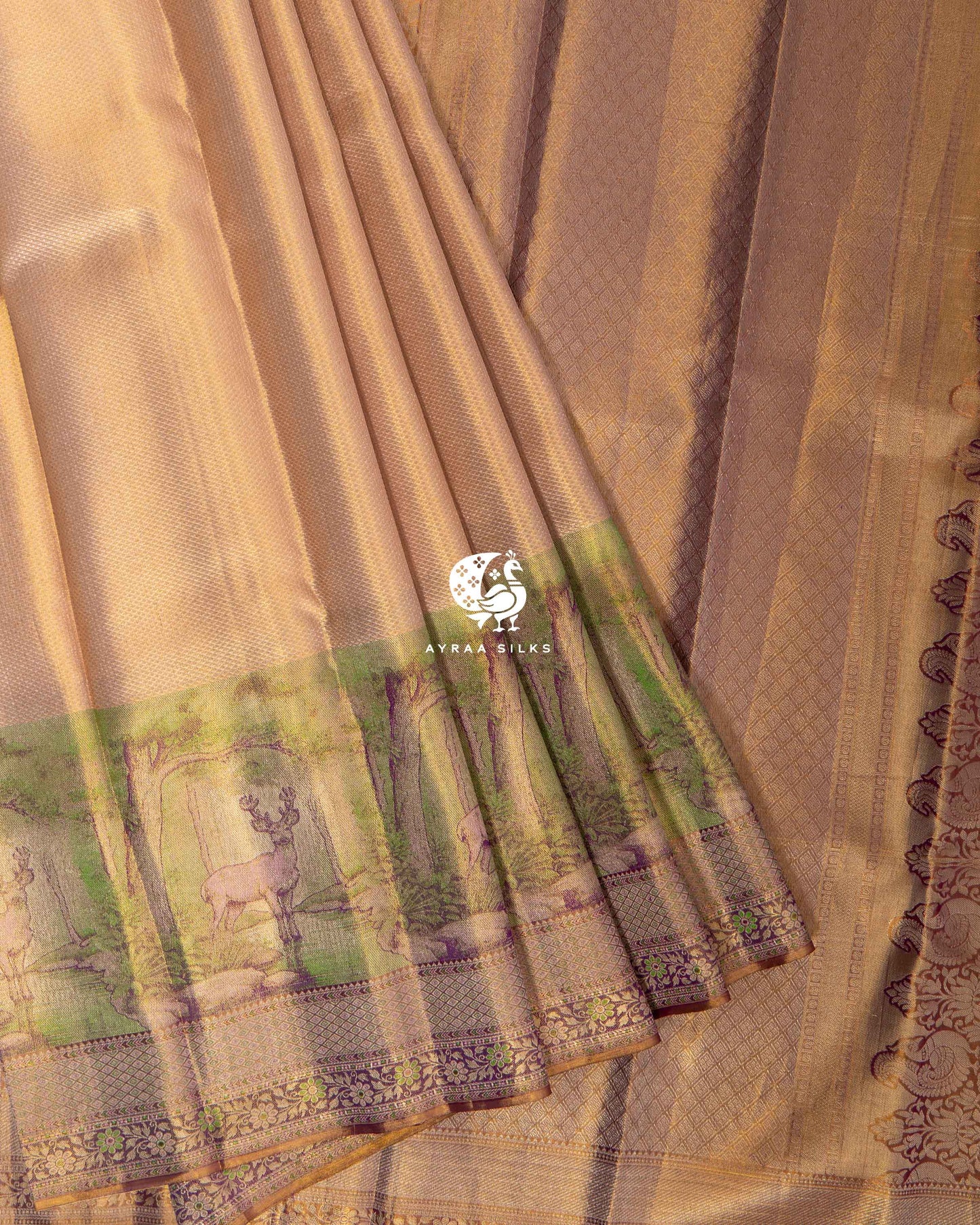 Golden Chitravana Kanchipuram Saree