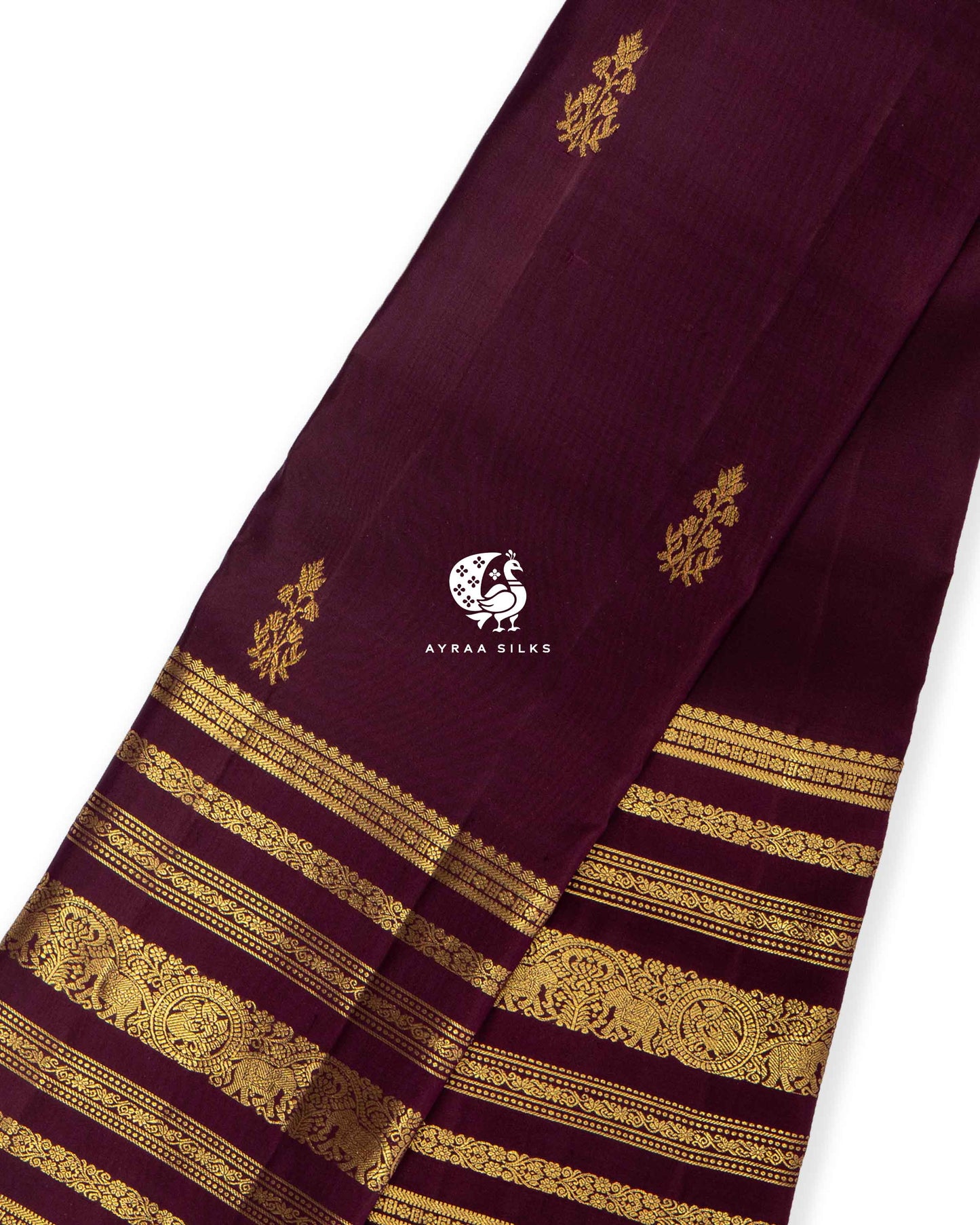 Dark Wine Heritage Kanchipuram Saree