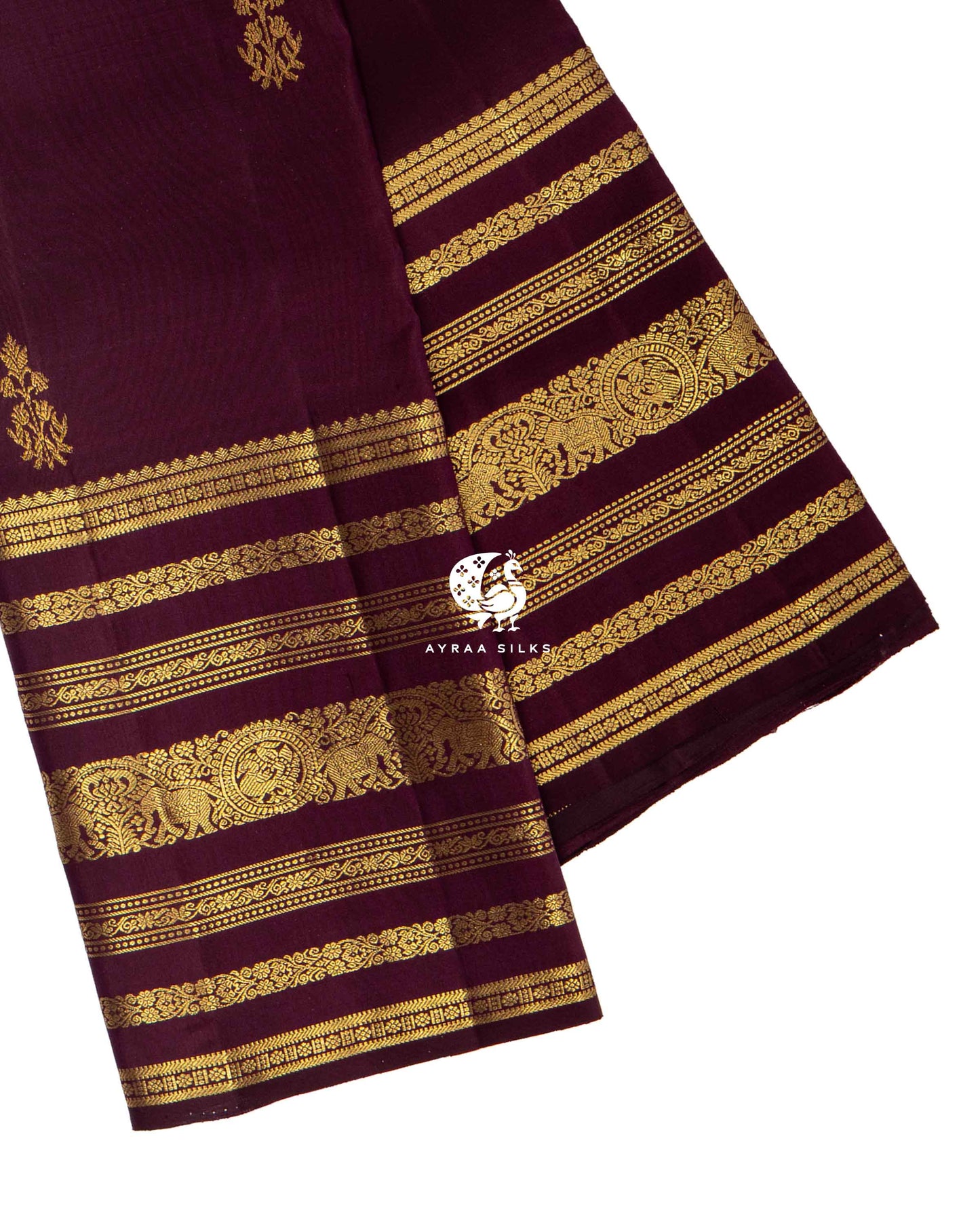 Dark Wine Heritage Kanchipuram Saree