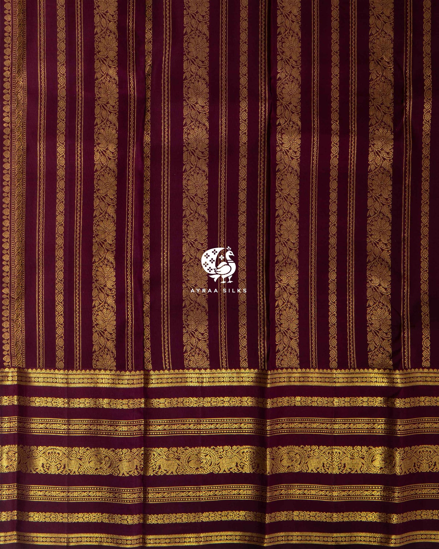 Dark Wine Heritage Kanchipuram Saree