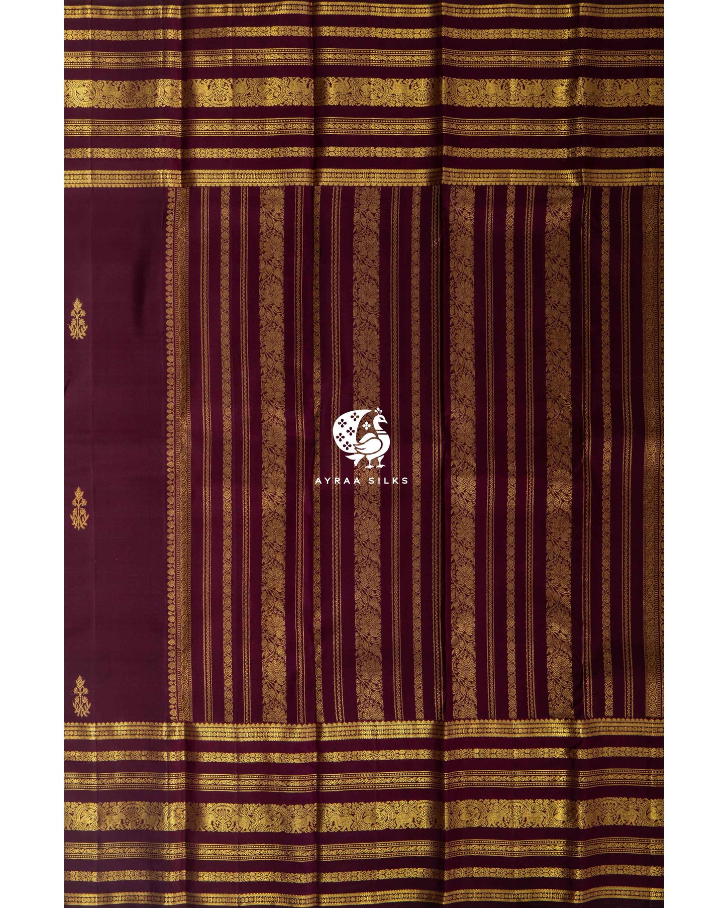 Dark Wine Heritage Kanchipuram Saree