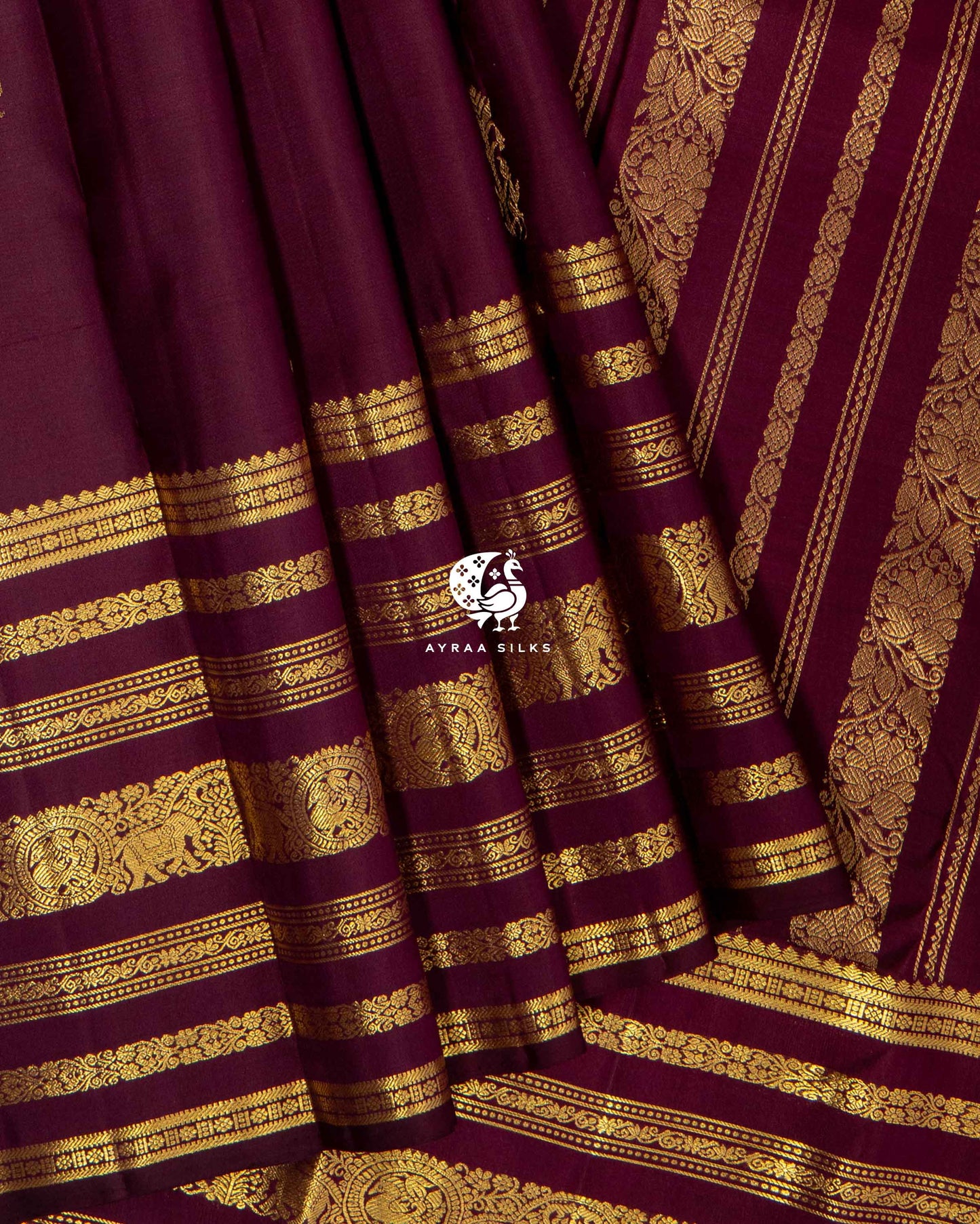 Dark Wine Heritage Kanchipuram Saree