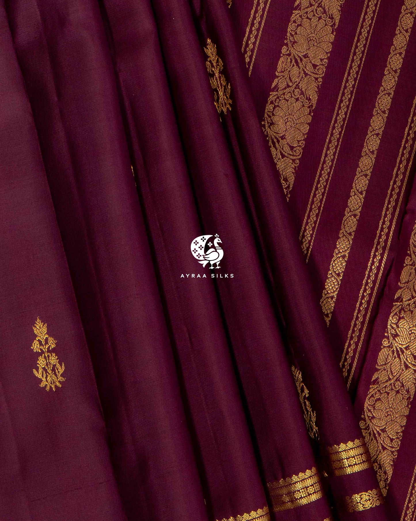 Dark Wine Heritage Kanchipuram Saree