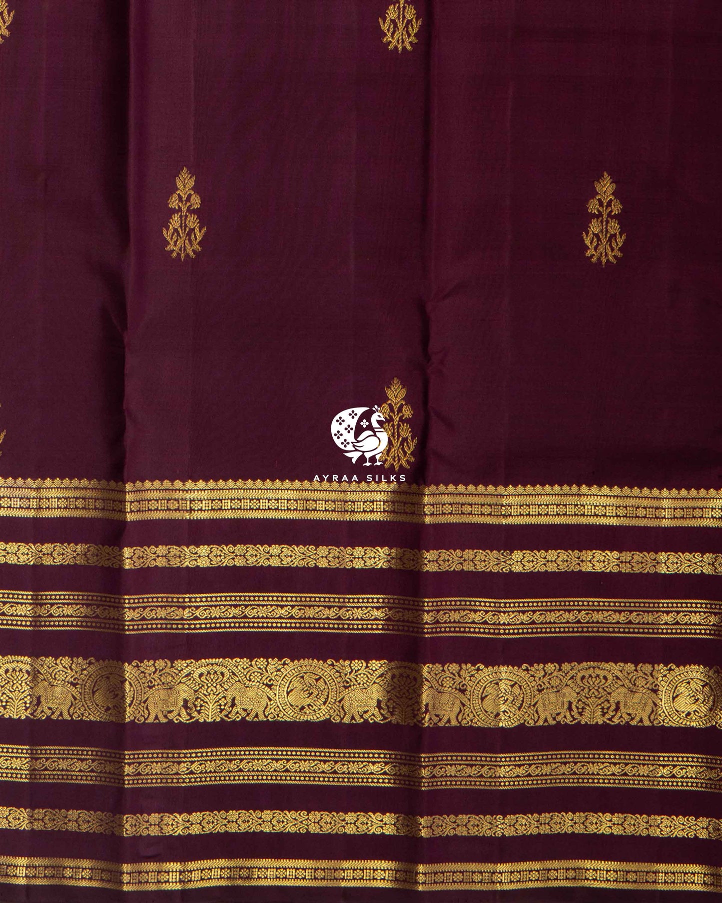 Dark Wine Heritage Kanchipuram Saree