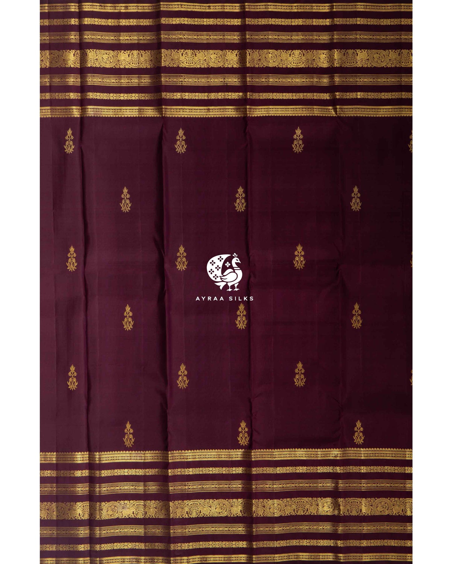 Dark Wine Heritage Kanchipuram Saree
