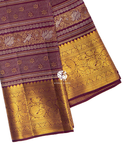Deep Wine Annam Kanchipuram Silk Saree