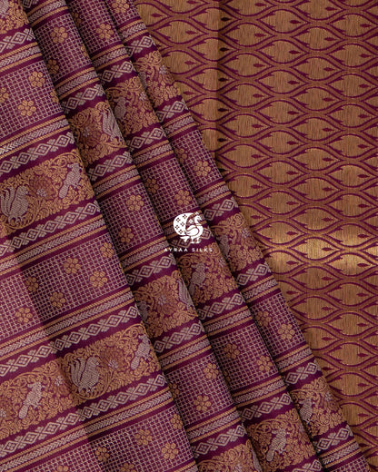 Deep Wine Annam Kanchipuram Silk Saree
