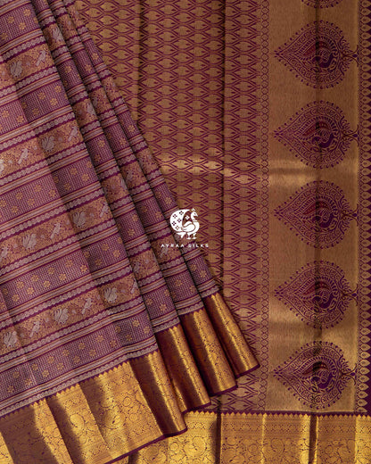 Deep Wine Annam Kanchipuram Silk Saree