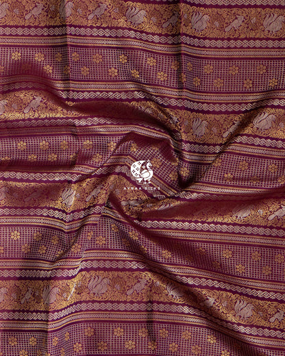 Deep Wine Annam Kanchipuram Silk Saree