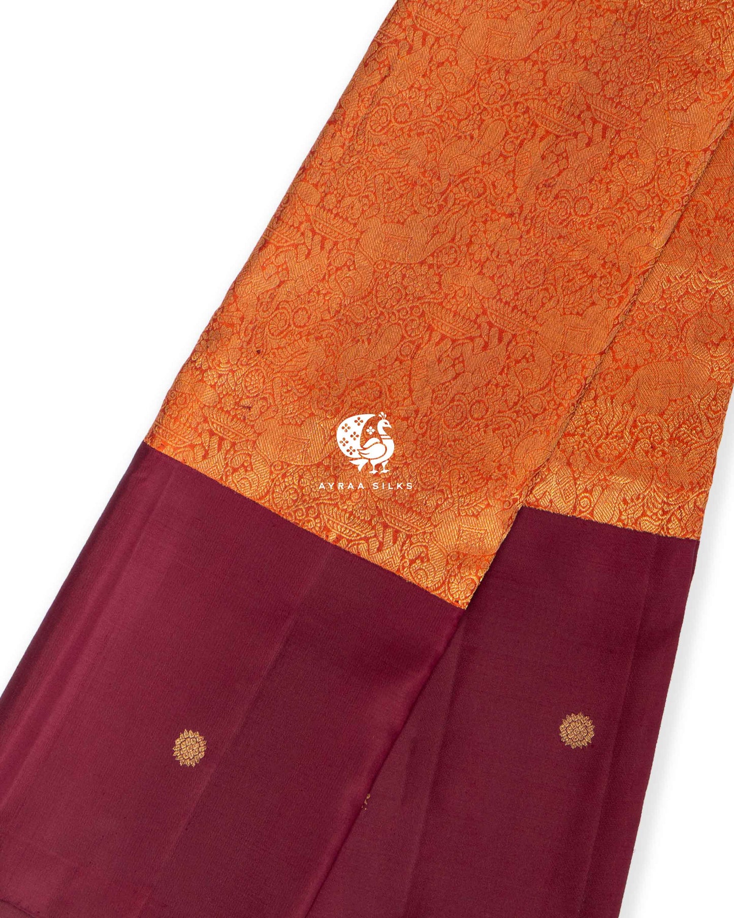 Rust Vana Singaram Kanchipuram Saree