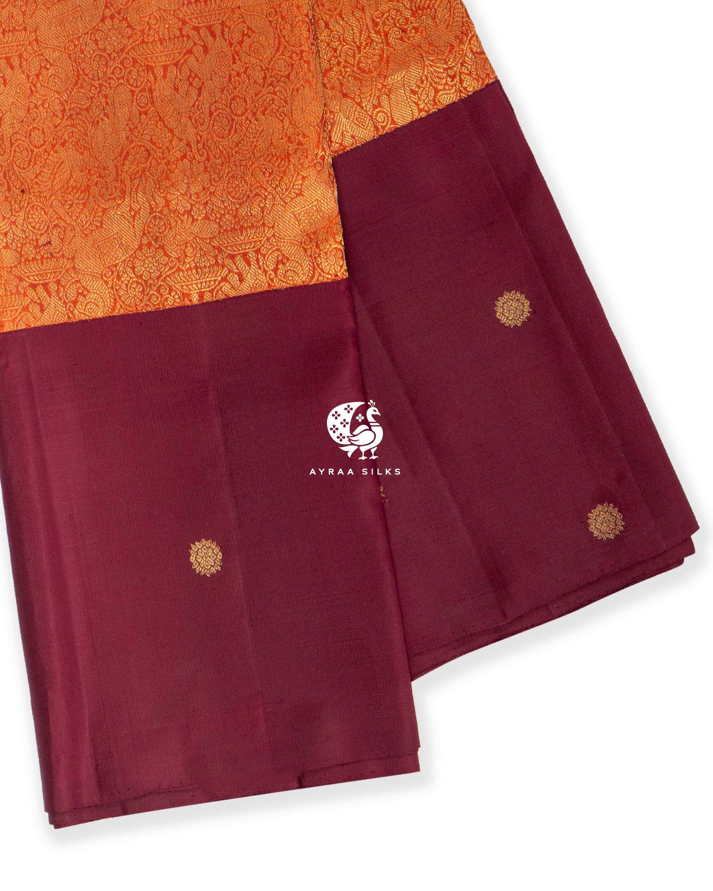 Rust Vana Singaram Kanchipuram Saree