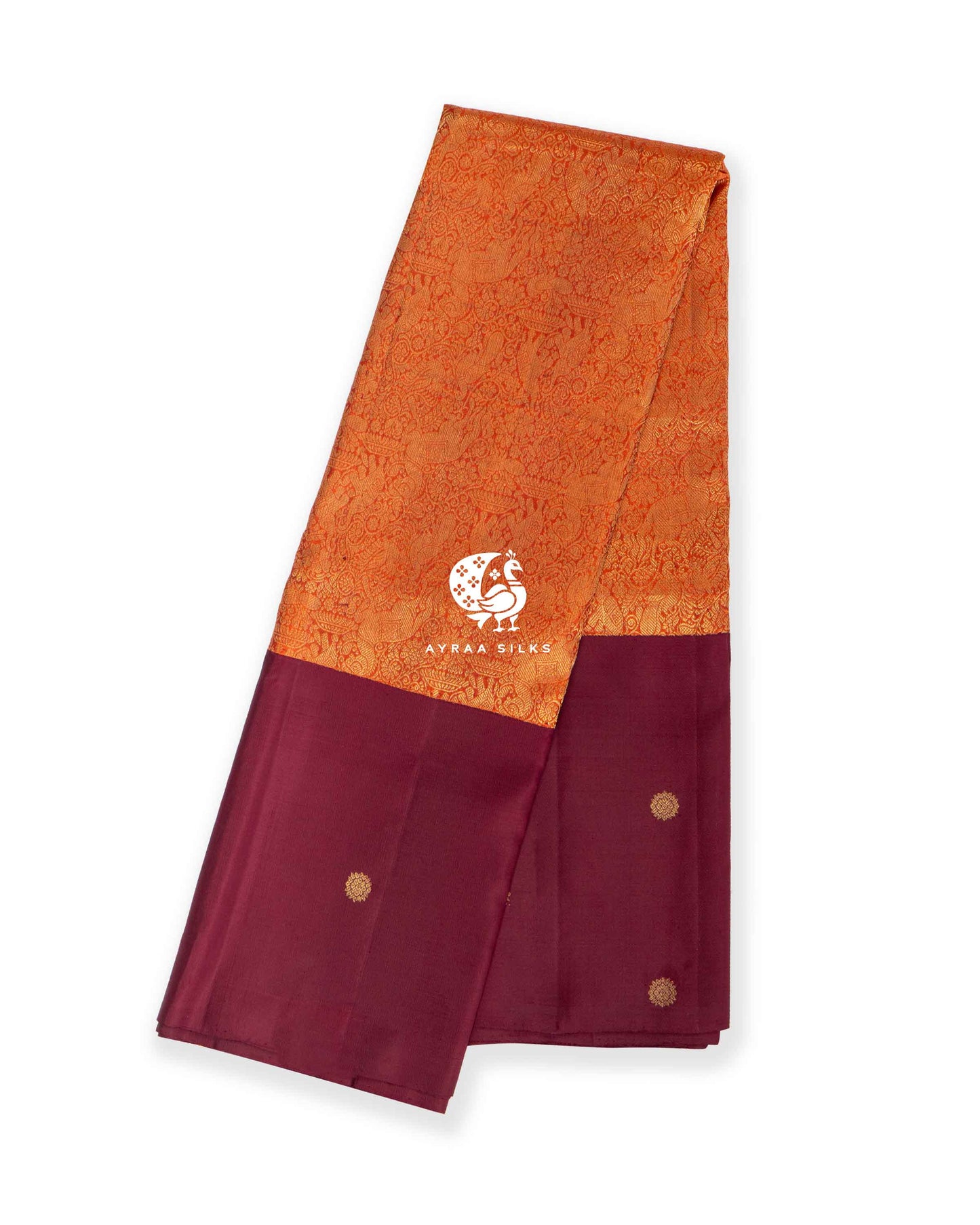 Rust Vana Singaram Kanchipuram Saree
