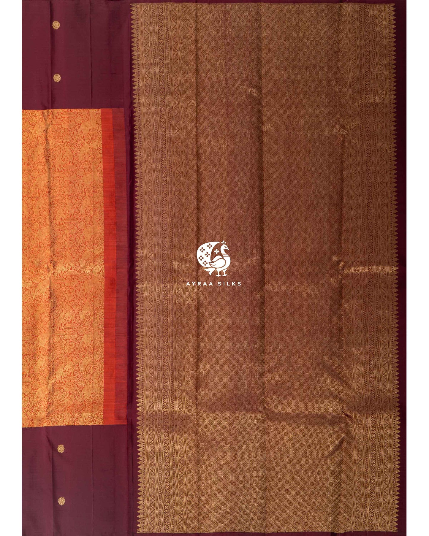 Rust Vana Singaram Kanchipuram Saree