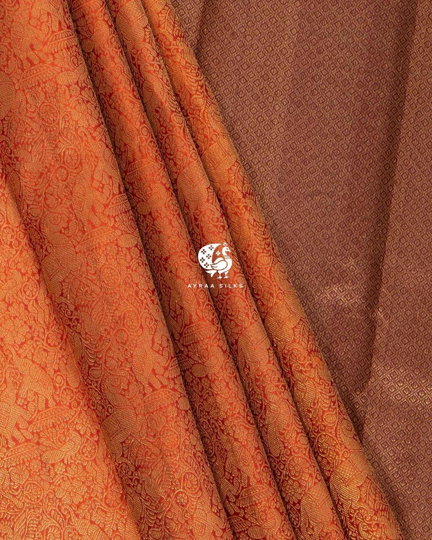 Rust Vana Singaram Kanchipuram Saree