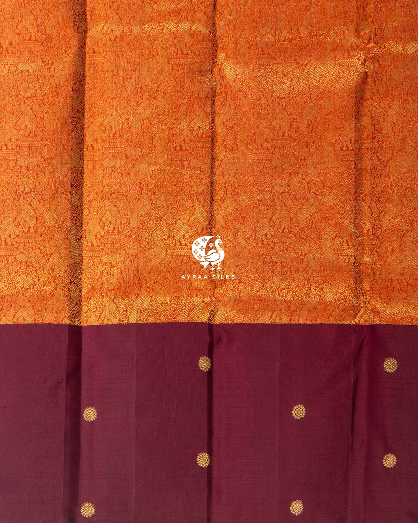 Rust Vana Singaram Kanchipuram Saree