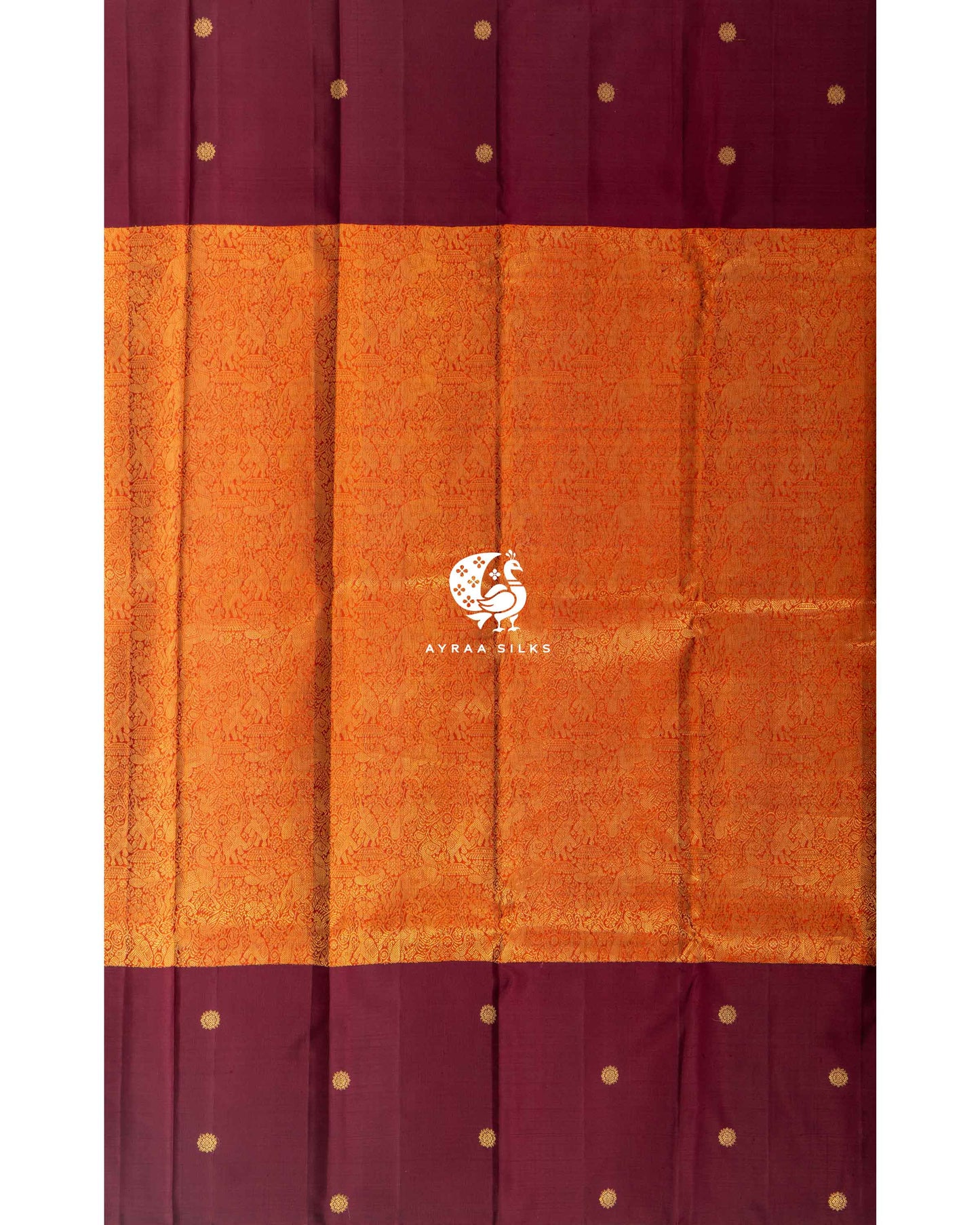 Rust Vana Singaram Kanchipuram Saree