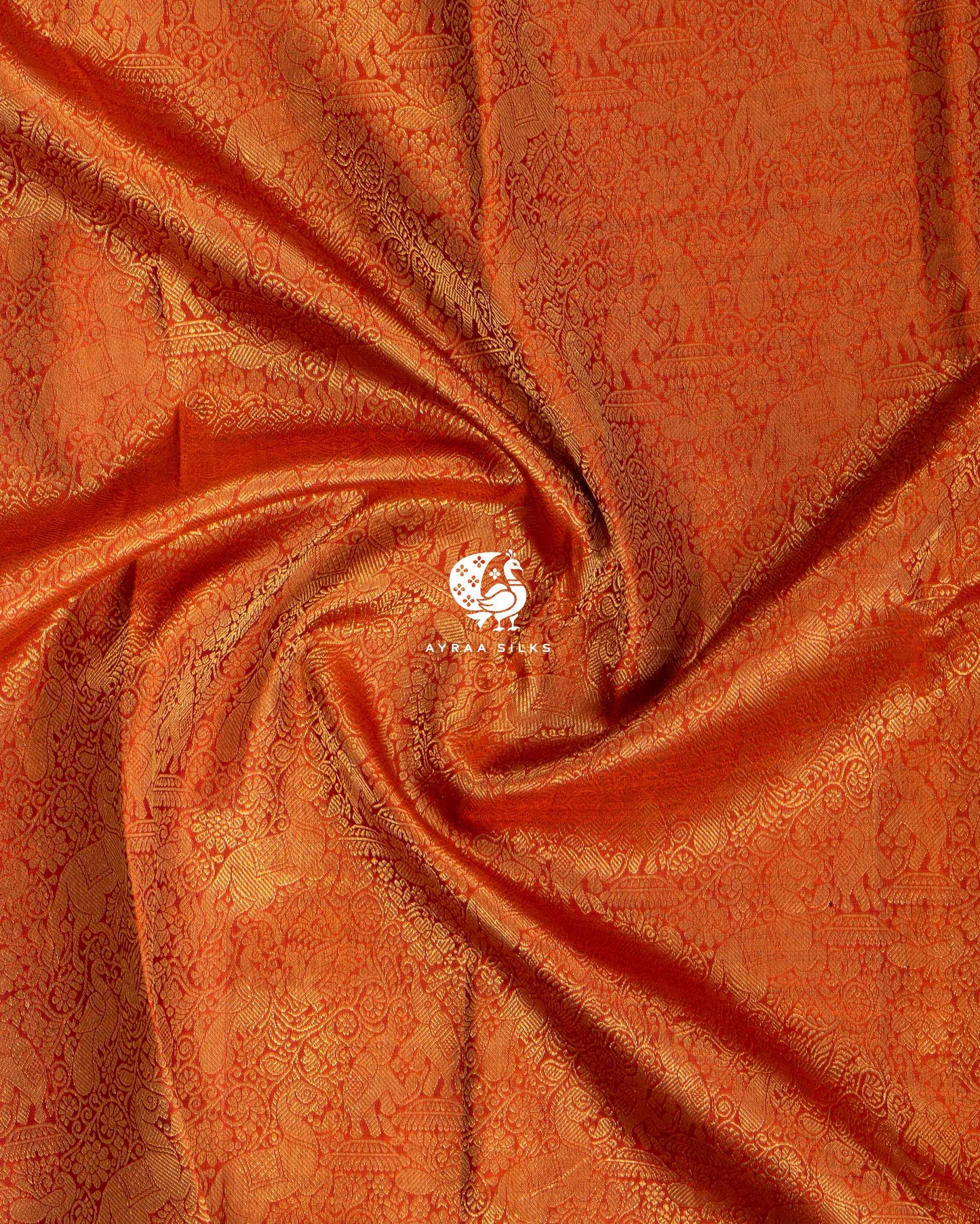 Rust Vana Singaram Kanchipuram Saree